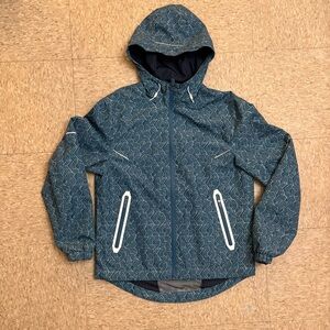 Michael Kors River Blue Hooded Geometric Windbreaker Jacket: Women's M